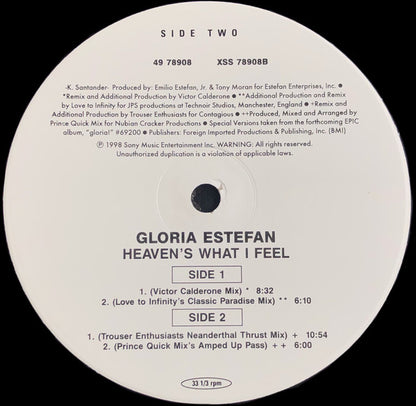 Gloria!* : Heaven's What I Feel (12", Single, Par)