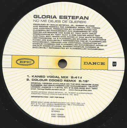 Gloria Estefan : No Me Dejes De Querer (12", Single, Promo)