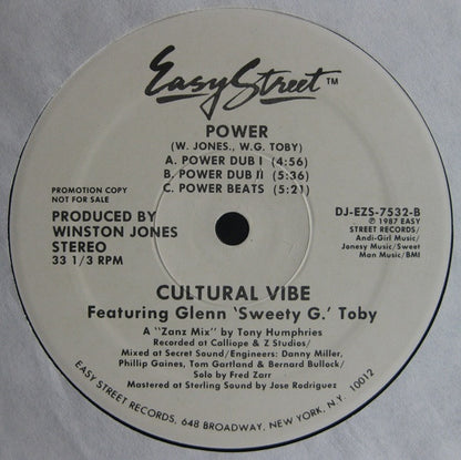 Cultural Vibe Featuring Glenn "Sweety G" Toby : Power (12", Promo)