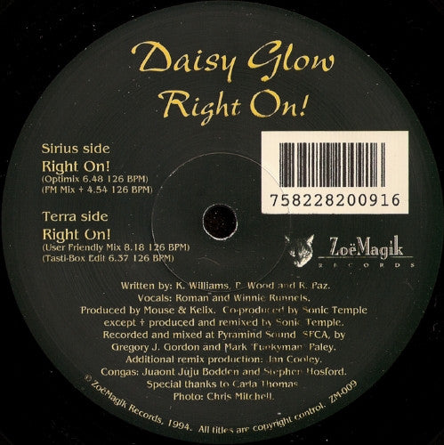 Daisy Glow : Right On! (12")