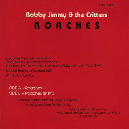 Bobby Jimmy & "The Critters"* : Roaches (12", Single)