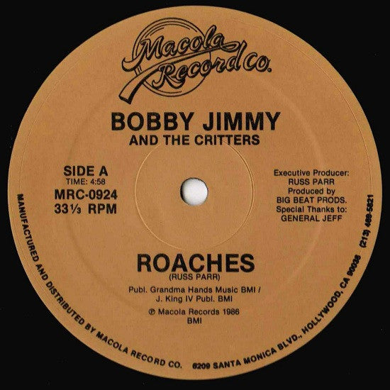 Bobby Jimmy & "The Critters"* : Roaches (12", Single)