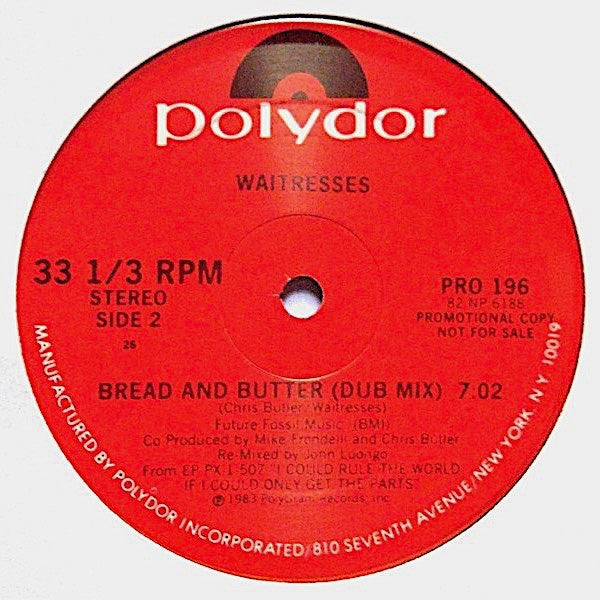 The Waitresses : Bread And Butter (12", Promo)