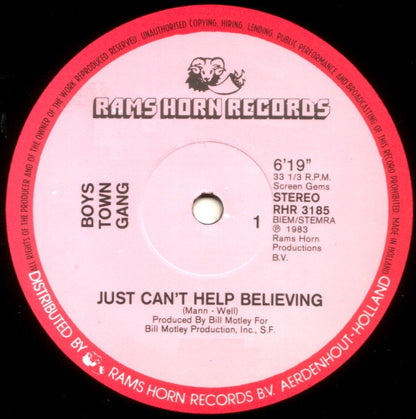 Boys Town Gang : Just Can't Help Believing (12", Single)
