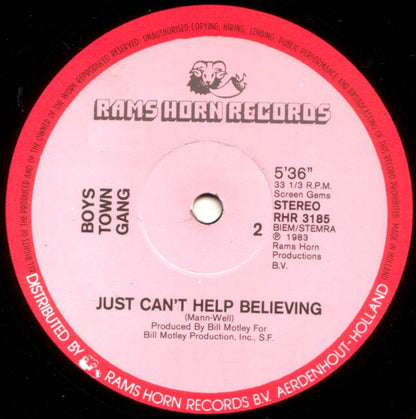 Boys Town Gang : Just Can't Help Believing (12", Single)