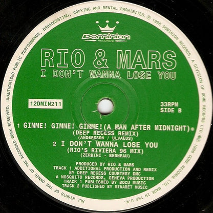 Rio & Mars : I Don't Wanna Lose You (12")