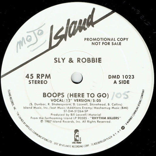 Sly & Robbie : Boops (Here To Go) (12", Promo)