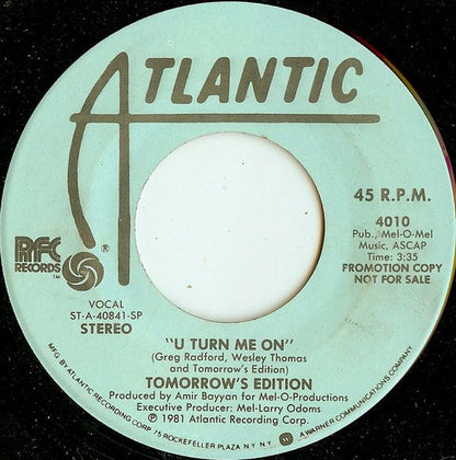 Tomorrow's Edition : U Turn Me On (7", Mono, Promo)