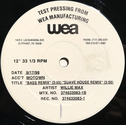 Willie Max : Can't Get Enough (12", TP)