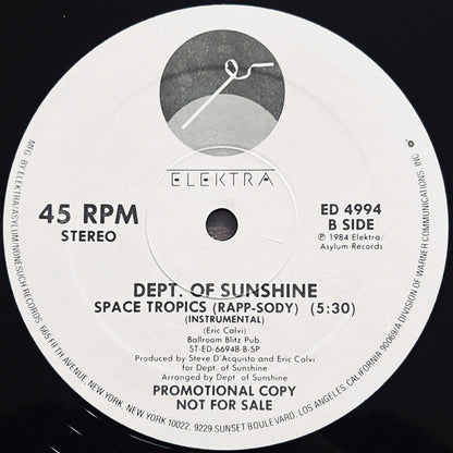 Dept. Of Sunshine : Rude Boys / Space Tropics (Rapp-sody) (12", Promo)