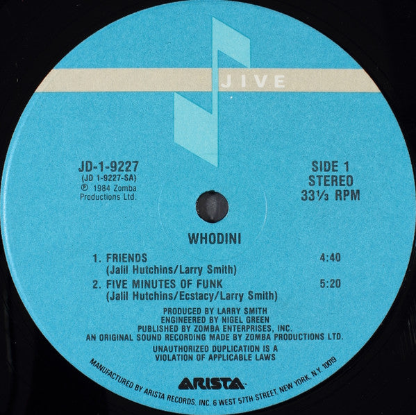 Whodini : Friends / Five Minutes Of Funk (12")