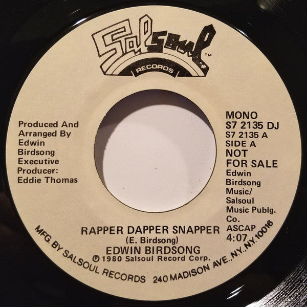 Edwin Birdsong : Rapper Dapper Snapper (7", Single, Mono, Promo)