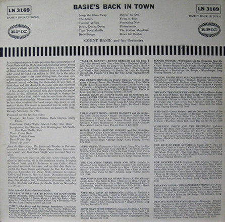 Count Basie Orchestra : Basie's Back In Town (LP)