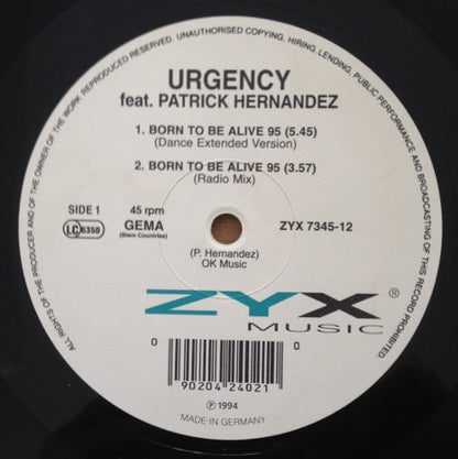 Urgency : Born To Be Alive 95 (12")