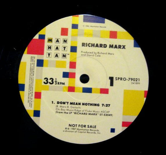Richard Marx : Don't Mean Nothing (12", Promo)