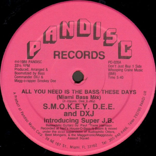S.M.O.K.E.Y. D.E.E.* And DXJ Introducing Super J.B. : All You Need Is The Bass These Days (12", Red)