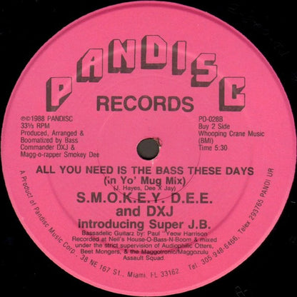 S.M.O.K.E.Y. D.E.E.* And DXJ Introducing Super J.B. : All You Need Is The Bass These Days (12", Red)