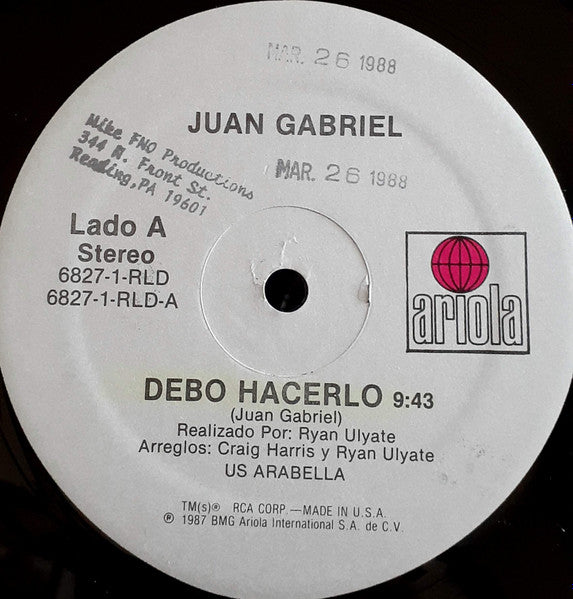 Juan Gabriel : Debo Hacerlo (12", Single)