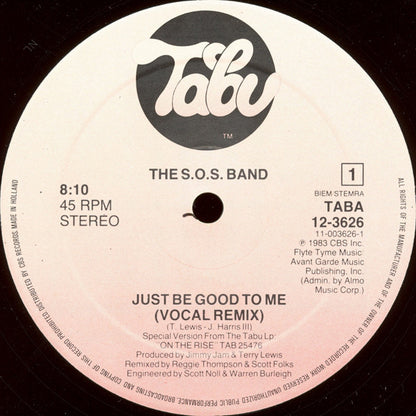 The S.O.S. Band : Just Be Good To Me (12", Maxi)