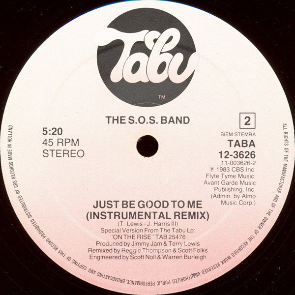 The S.O.S. Band : Just Be Good To Me (12", Maxi)