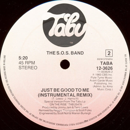 The S.O.S. Band : Just Be Good To Me (12", Maxi)