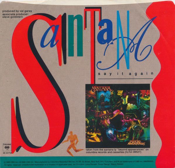 Santana : Say It Again (7", Single)