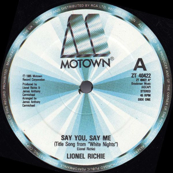 Lionel Richie : Say You, Say Me (12", Single)