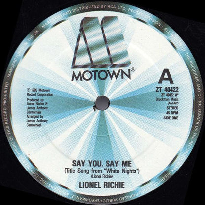 Lionel Richie : Say You, Say Me (12", Single)
