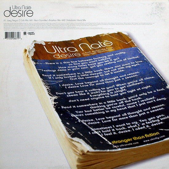 Ultra Naté : Desire (Joey Negro/Kerri Chandler/Dubaholics Mixes) (12")