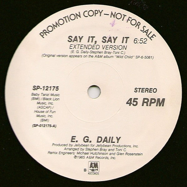 E. G. Daily* : Say It, Say It (Extended Version) (12", Single, Promo)