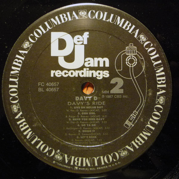 Davy D Featuring Hurricane (2) : Davy's Ride (LP, Album)