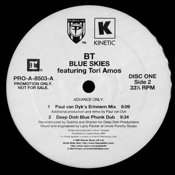 BT Featuring Tori Amos : Blue Skies (2x12", Advance, Promo)