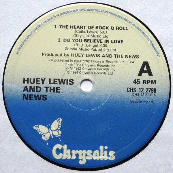 Huey Lewis And The News* : The Heart Of Rock & Roll (12", EP)