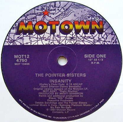 The Pointer Sisters* : Insanity (12", Single)