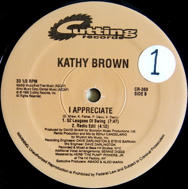 Kathy Brown : I Appreciate (12")