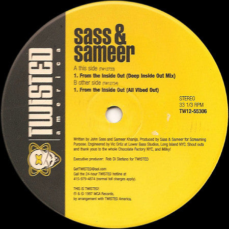 Sass & Sameer* : From The Inside Out (12")