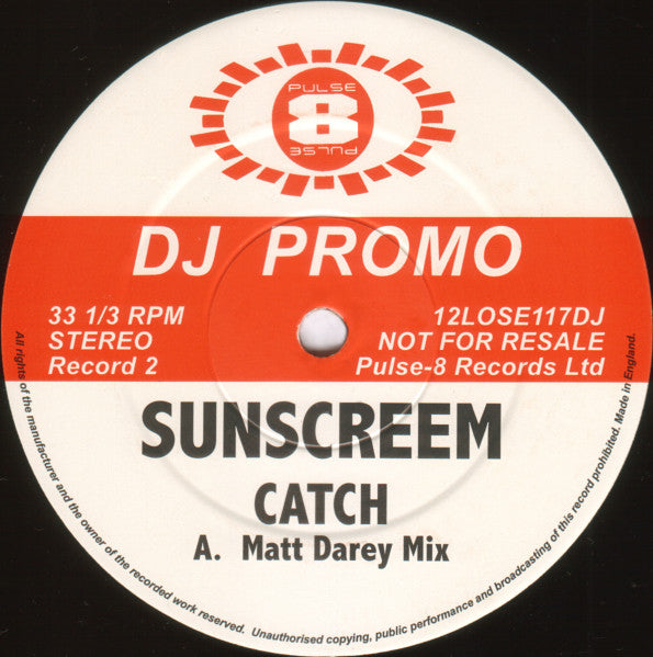 Sunscreem : Catch (3x12", Promo, Red)