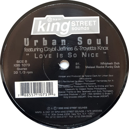 Urban Soul Feat. Ceybil Jefferies & Troyetta Knox : Love Is So Nice (12")