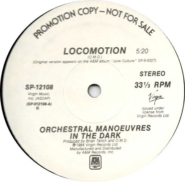 Orchestral Manoeuvres In The Dark : Locomotion (12", Single, Promo)