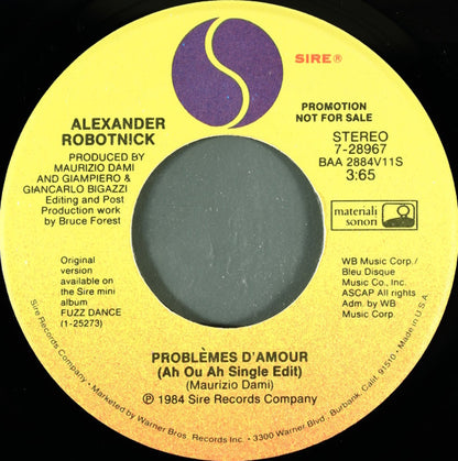 Alexander Robotnick : Problèmes D'Amour (7", Single, Promo, Spe)