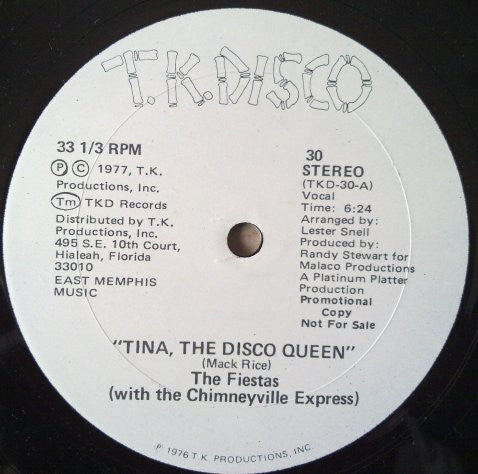 The Fiestas With Chimneyville Express : Tina, The Disco Queen (12", Promo)