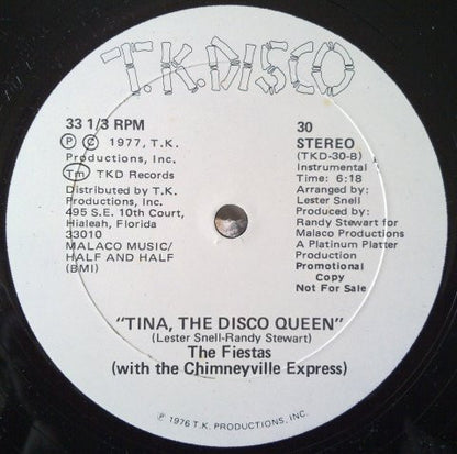 The Fiestas With Chimneyville Express : Tina, The Disco Queen (12", Promo)