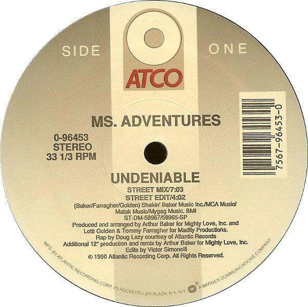 Ms. Adventures : Undeniable (12", Single)