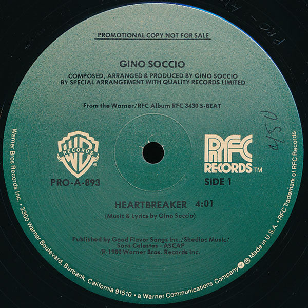 Gino Soccio : Heartbreaker / Rhythm Of The World  (12", Promo)