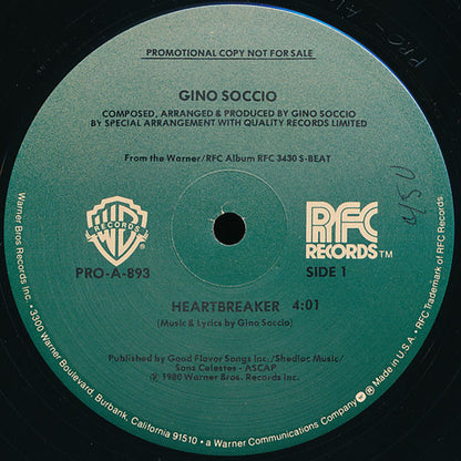 Gino Soccio : Heartbreaker / Rhythm Of The World  (12", Promo)