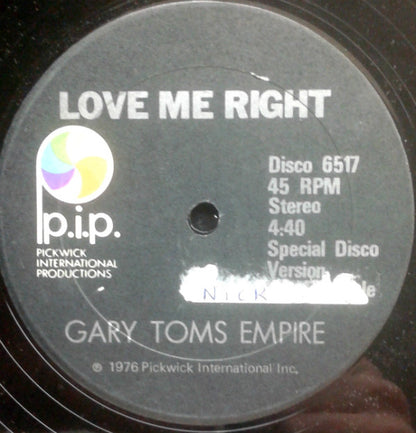 Gary Toms Empire : Love Me Right (12", Promo)