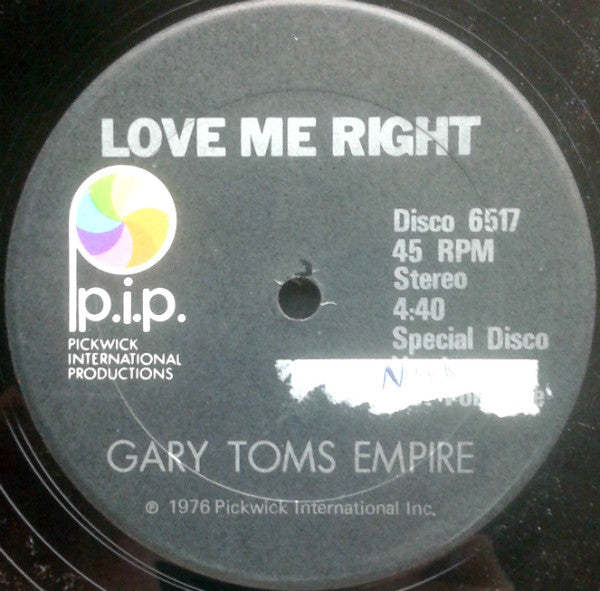 Gary Toms Empire : Love Me Right (12", Promo)