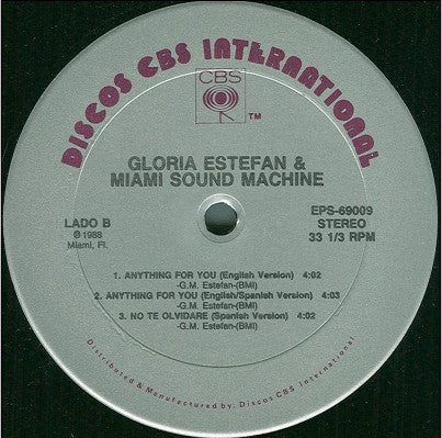 Gloria Estefan & Miami Sound Machine* : Anything For You (12", Single)