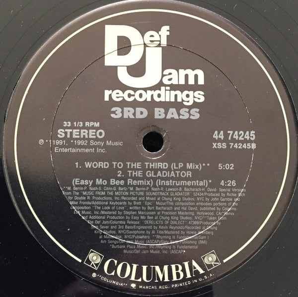 3rd Bass : Gladiator (12", Single)