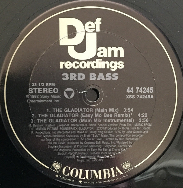 3rd Bass : Gladiator (12", Single)